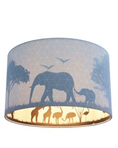Blauwe dieren kinderkamer plafondlamp Safari, Binnenzijde doorschijnend