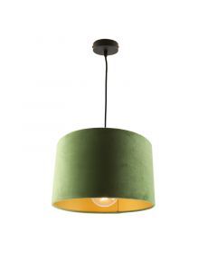 Hanglamp Urvin, olijfgroen met goud velours, 30 cm