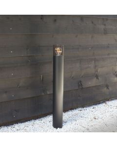 Zwarte staande buitenlamp Sanel, Smoke glas, 60cm