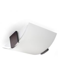 Witte plafondlamp Marinus, hout