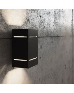 Zwarte up down wandlamp Janien, aluminium