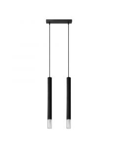 Moderne hanglamp Ishani, zwart, staal, 2L