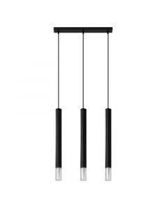 Moderne hanglamp Ishani, zwart, staal, 3L
