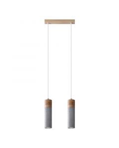 Landelijke hanglamp Ferron, grijs, beton
