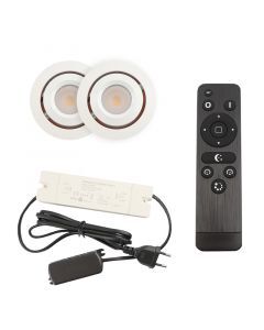 2 kantelbare veranda spots Rona, IP44, met aansluitset en afstandsbediening, wit