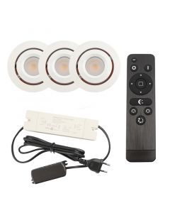 3 kantelbare veranda spots Rona, IP44, met aansluitset en afstandsbediening, wit