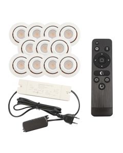11 kantelbare veranda spots Rona, IP44, met aansluitset en afstandsbediening, wit