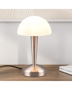 Nikkelen tafellamp modern, Delila, met touchdimmer