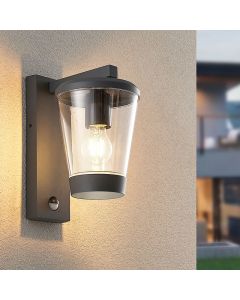 Moderne buitenlamp met bewegingssensor Kerstin, antraciet, aluminium, IP44