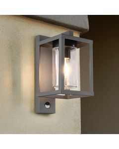 Antraciete buitenlamp met bewegingssensor Reini, aluminium, modern, IP44