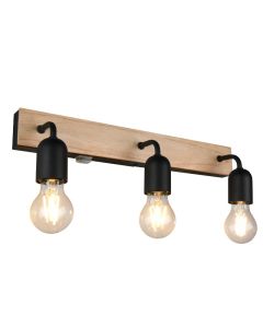 Zwarte badkamer wandlamp landelijk, Ahsen, IP44, met schakelaar