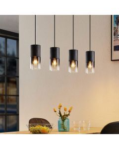 Zwarte hanglamp Amadi, metaal, modern