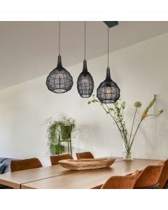 Zwarte hanglamp landelijk, Rins