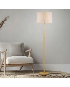Moderne vloerlamp hout, Caya, met schakelaar