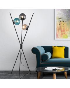 Zwarte vloerlamp Larans, metaal, modern