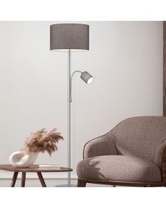 Grijze vloerlamp modern, Ledbury, met schakelaar