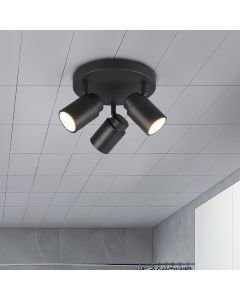 Moderne plafondlamp Nelis, zwart, metaal, IP44