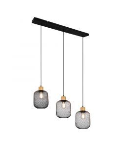 Gaas hanglamp Cristel 3L, zwart, modern
