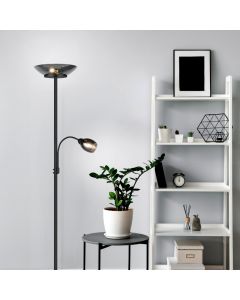 Zwarte vloerlamp modern, Larry, met schakelaar