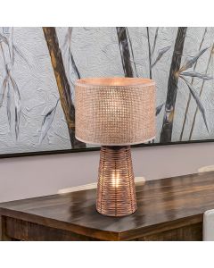 Moderne tafellamp Fadila, bruin, rotan
