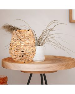 Rotan tafellamp bruin, Lycke, met schakelaar