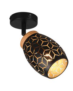 Zwarte wandspot modern, Delana, met schakelaar