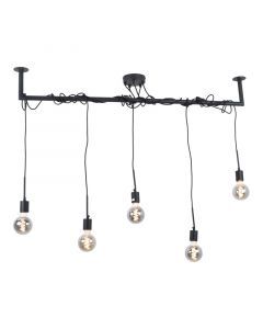 Industriële hanglamp Kester, zwart, langwerpig