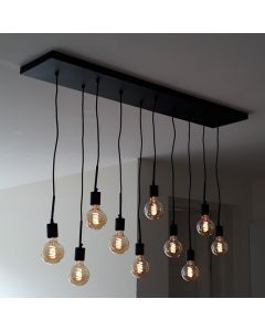 Industriële hanglamp Bolb, zwart, langwerpig