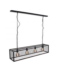 Industriële hanglamp Redox, zwart, langwerpig