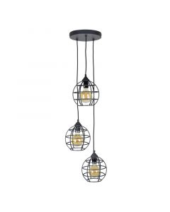 Industriële hanglamp Roland, zwart, rond