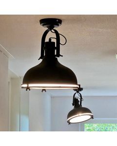 Mat zwarte plafondlamp Liga, Industrie look