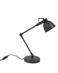 Industriële tafellamp Ferdy, Vintage zwart, Met snoerschakelaar