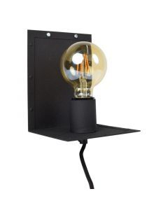 Zwarte, industriële wandlamp Ferial