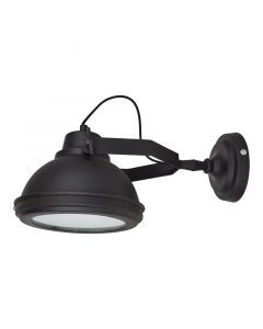 Zwarte, industriële wandlamp Fien
