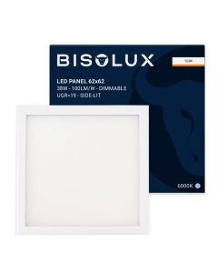 Bisolux LED paneel 62x62 - 38W - 6000K - dimbaar - UGR<19 - side-lit