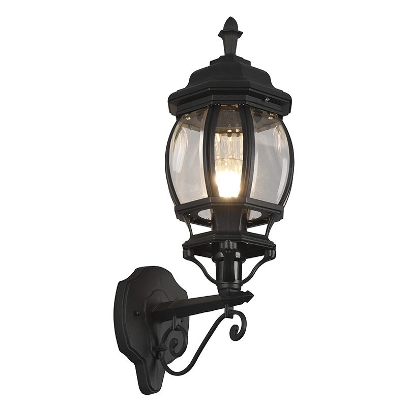 Buitenlamp hang zwart met glazen kap IP44
