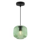 Groene hanglamp Charlois, glas, retro