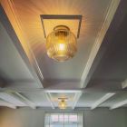 Amberkleurige plafondlamp Charlois, glas, retro