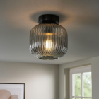 Grijze plafondlamp Charlois, glas, retro