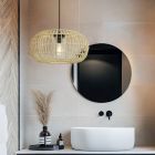 Rotan badkamer hanglamp bruin, Emilio, IP44