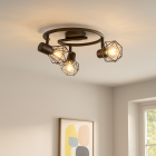 Industriële plafondspot Jaylano, zwart, rond, 3L