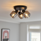 Zwarte plafondspot Craig, glas, modern, 3L