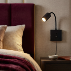 Moderne wandspot zwart, Tibor, met schakelaar