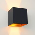 Up down wandlamp zwart met gouden binnenzijde, Dion, 6W, 2700K LED, IP65