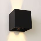 Up down wandlamp met bewegingssensor zwart, Dion, 6W, 2700K LED, IP54