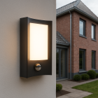 Moderne buiten wandlamp met bewegingssensor zwart, Loris, 6W, 3000K LED, IP44