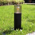 Zwarte staande buitenlamp Sanel, Smoke glas, 30cm