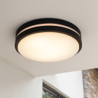 Kunststof buiten plafondlamp met bewegingssensor zwart, James, IP44