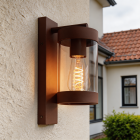 Moderne buiten wandlamp met schemersensor roestkleurig, Musa, IP44