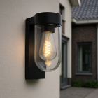 Aluminium buiten wandlamp met schemersensor zwart, Bella, IP44
